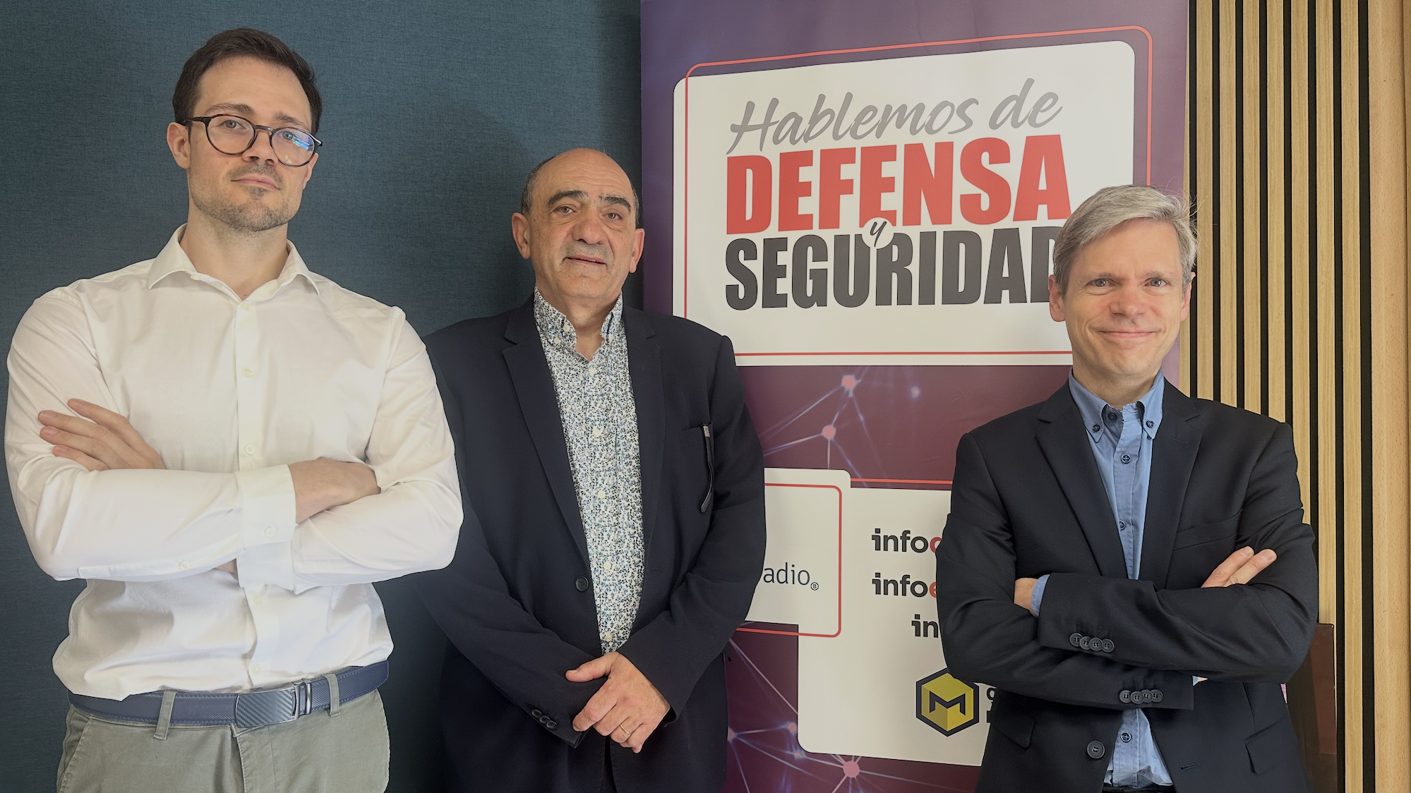 Victor Docampo (HV Sistemas), Miguel &Aacute;ngel Molina (GMV) y Jes&uacute;s Ortiz (Airbus Crisa)
