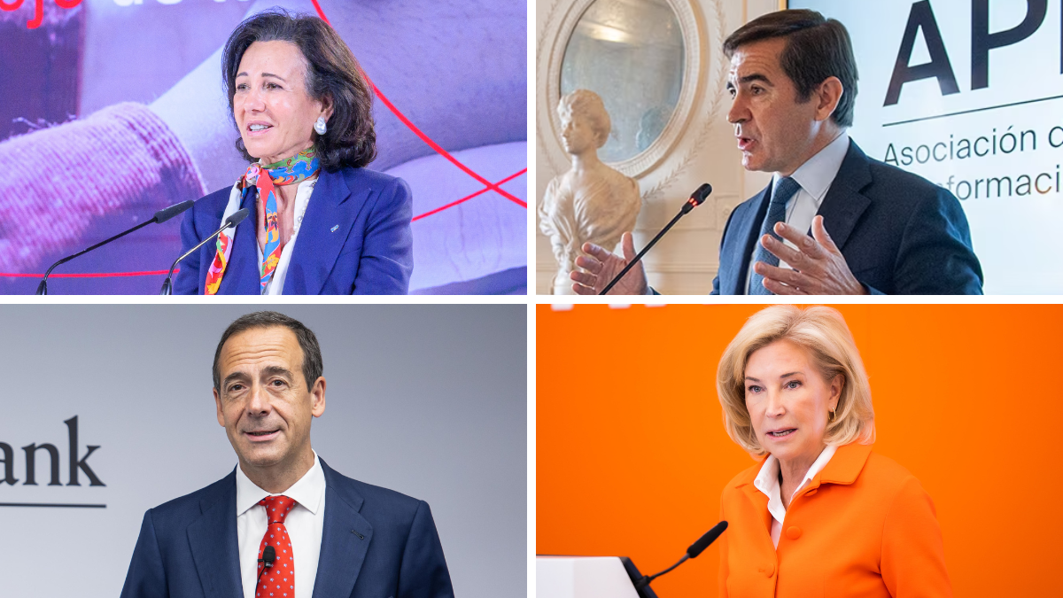 Ana Botín (Banco Santander), Carlos Torres Vila (BBVA), Gonzalo Gortázar (Caixabank) y María Dolores Dancausa (Bankinter) Ana Botín (Banco Santander), Carlos Torres Vila (BBVA), Gonzalo Gortázar (Caixabank) y María Dolores Dancausa (Bankinter)