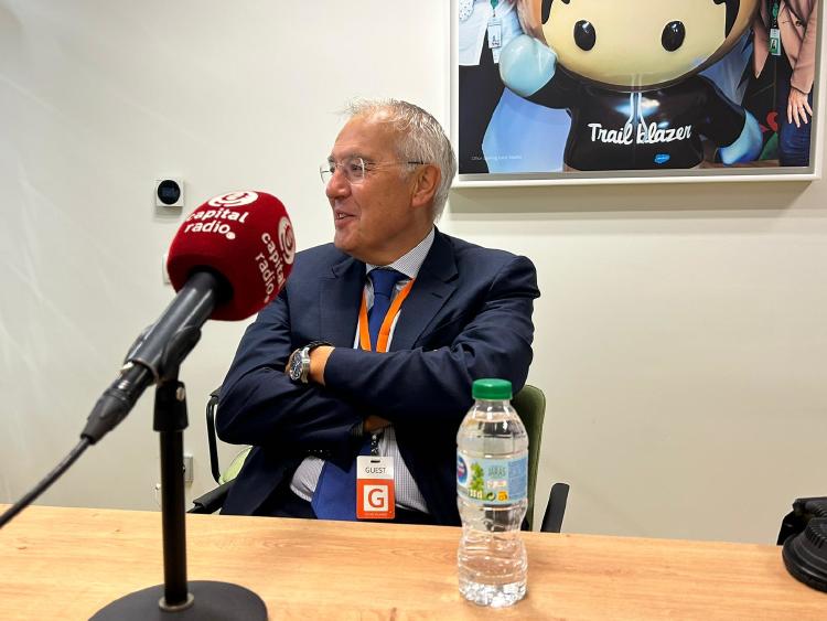 Miguel Ángel Panduro, CEO de Hispasat, en un momento de la entrevista.