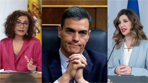 pedro sanchez, maria jesus montero y yolanda diaz pedro sanchez, maria jesus montero y yolanda diaz