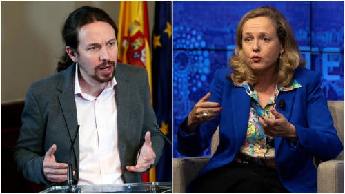 Pablo Iglesias y Nadia Calviño Pablo Iglesias y Nadia Calviño