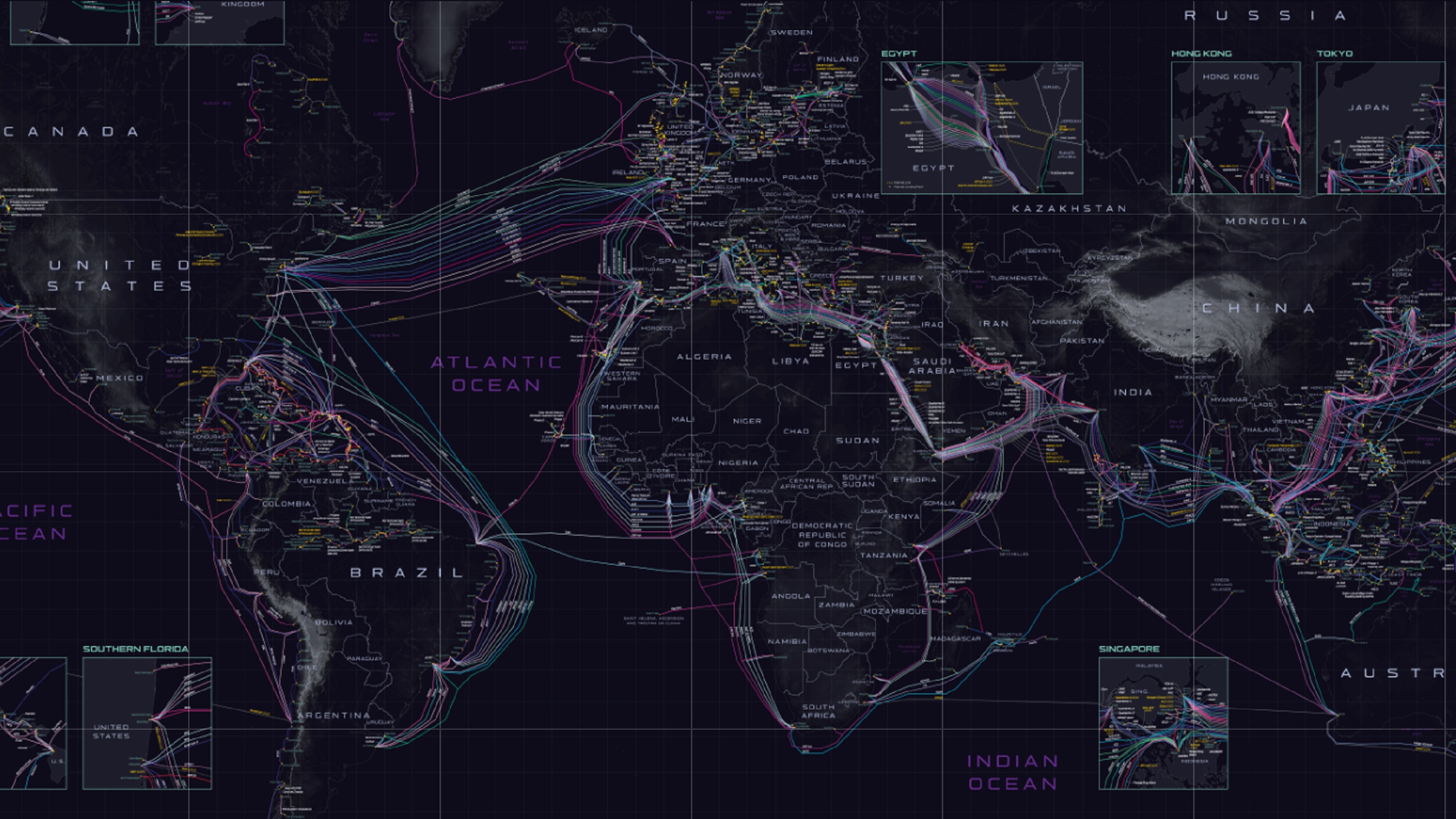 Cables submarinos   Fuente: TeleGeography