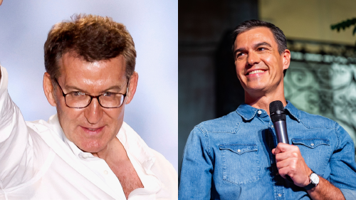 Alberto Nuñez de Feijoo y Pedro Sánchez la noche del 23J Alberto Nuñez de Feijoo y Pedro Sánchez la noche del 23J