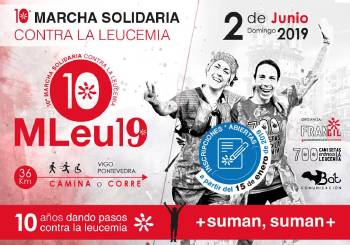 Marcha de Vigo a Pontevedra en contra de la Leucemia Dar vida en vida: Camisetas solidarias contra le leucemia