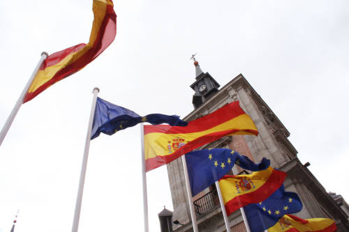 Bandera española y europea Bandera española y europea