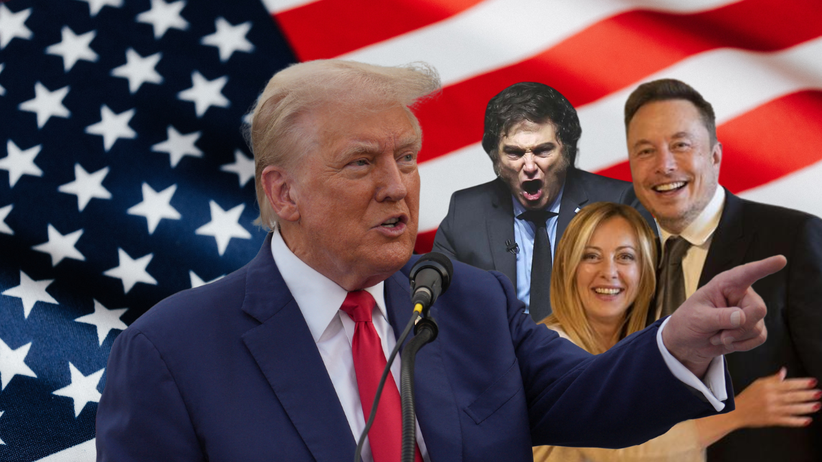 Donald Trump, Javier Milei, Giorgia Meloni y Elon Musk.