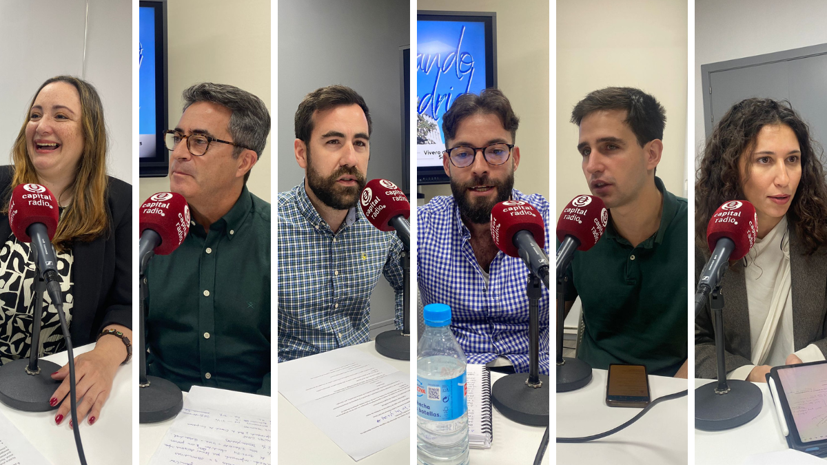 Alejandra Ramírez, directora del Vivero de San Blas; Mariano Ruipérez, director del Vivero de Villaverde; Jorge Huéscar, socio fundador de Goshawk Analytics; Carlos Díaz, General Manager de Skiller Academy; Daniel Gómez Bravo, socio fundador de Bread Free; y María Mancera, cofundadora y arquitecta de Mome Estudio.