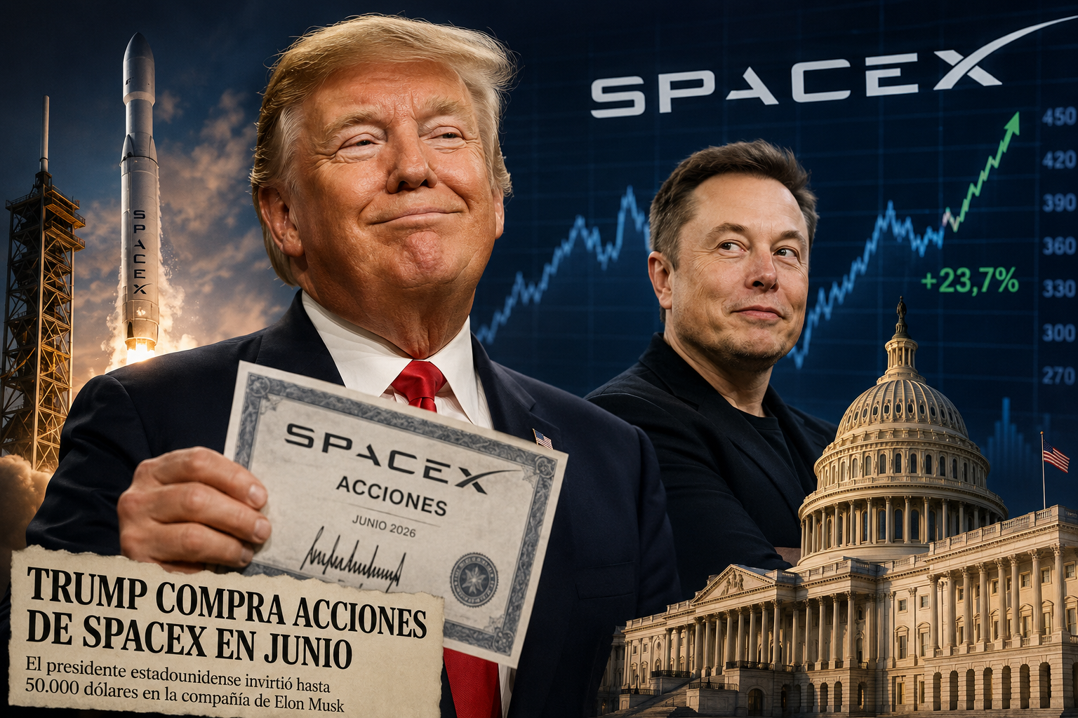 Trump compra acciones de la SpaceX de Elon Musk