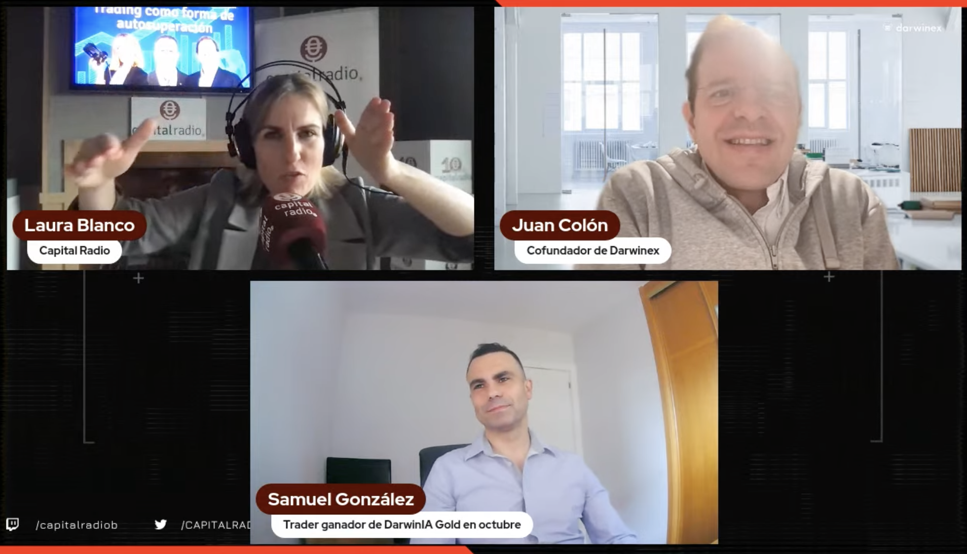 El trader Samuel González y Juan Colón (Dawinex) en Hora Trading con Laura Blanco El trader Samuel González y Juan Colón (Dawinex) en Hora Trading con Laura Blanco