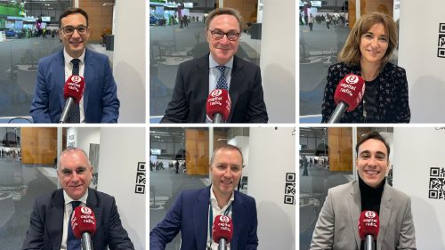 Félix Pérez Fajardo, gerente comercial del Global Mobility Call; Juan José Lillo, cofundador y CEO de Smobhub; Juncal Garrido, cofundadora de Smobhub; Alfonso Sánchez, director gerente de EMT Madrid; Rodrigo Castiñeira, responsable de Innovación en el negocio de Mobility de Indra; y Andrés Ruiz, CEO del Grupo Ruiz. Félix Pérez Fajardo, gerente comercial del Global Mobility Call; Juan José Lillo, cofundador y CEO de Smobhub; Juncal Garrido, cofundadora de Smobhub; Alfonso Sánchez, director gerente de EMT Madrid; Rodrigo Castiñeira, responsable de Innovación en el negocio de Mobility de Indra; y Andrés Ruiz, CEO del Grupo Ruiz.