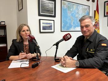 El General César Sáenz de Santamaría jefe de la oficina de apoyo exterior Oficaex, durante la entrevista con Laura Blanco