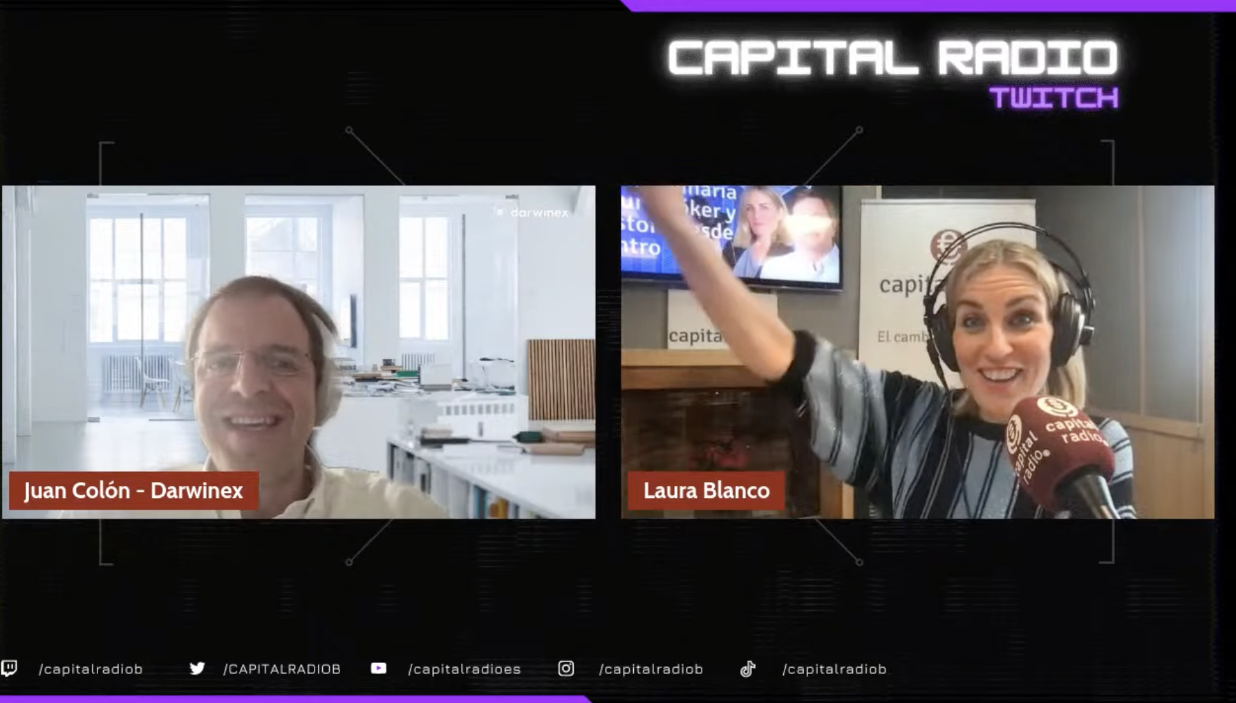 Juan Colón (Darwinex) y Laura Blanco durante el programa Juan Colón (Darwinex) y Laura Blanco durante el programa