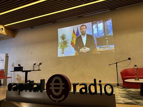 El ministro Carlos Cuerpo durante la Gala de los VI Premios de Capital Radio El ministro Carlos Cuerpo durante la Gala de los VI Premios de Capital Radio