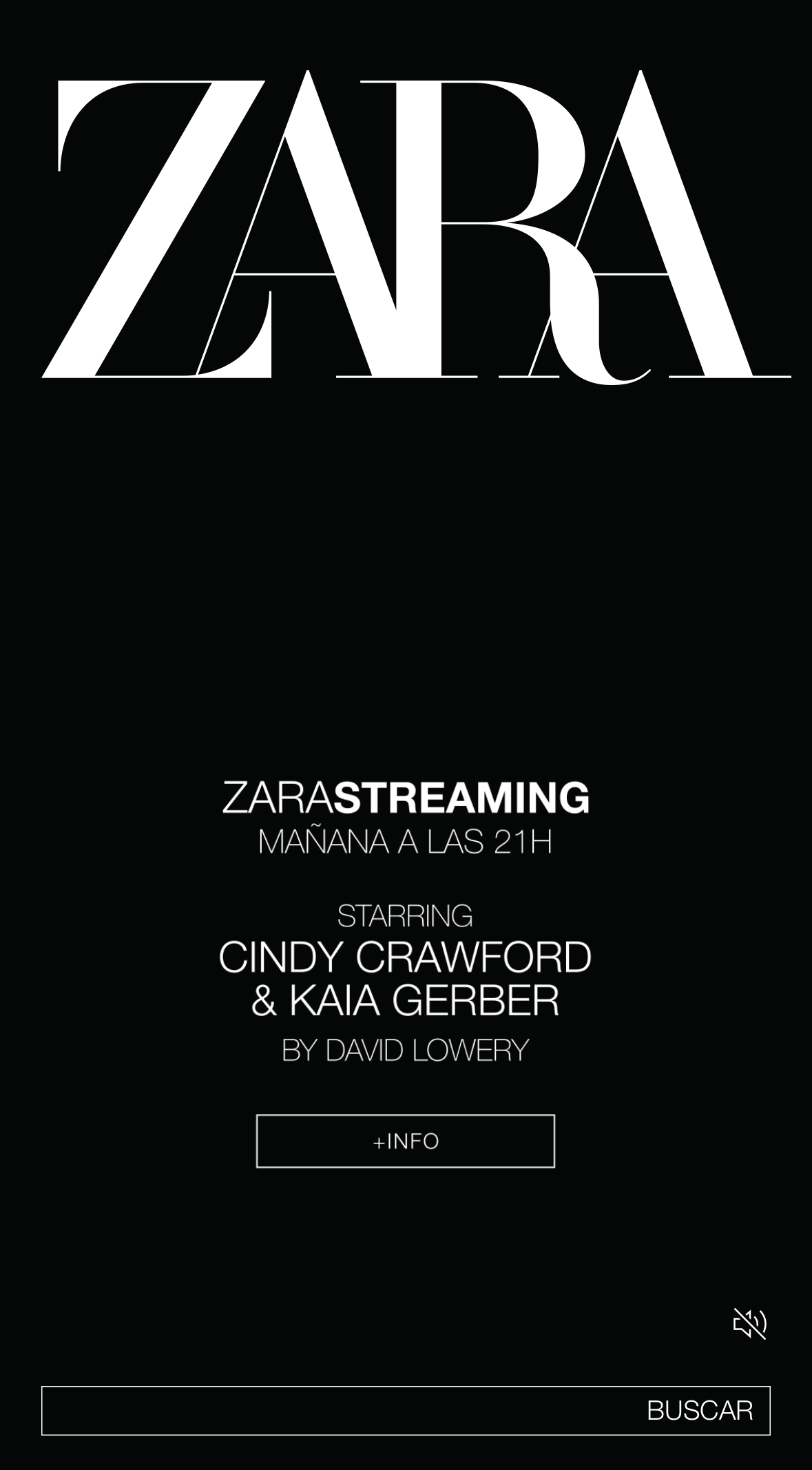 Anuncio de Zara Streaming en la App de Zara