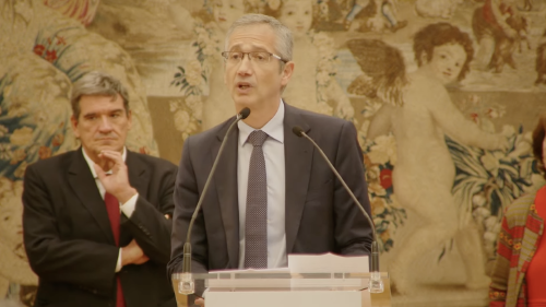 Pablo Hernández de Cos habla en presencia del nuevo Gobernador del Banco de España, José Luis Escrivá Pablo Hernández de Cos habla en presencia del nuevo Gobernador del Banco de España, José Luis Escrivá