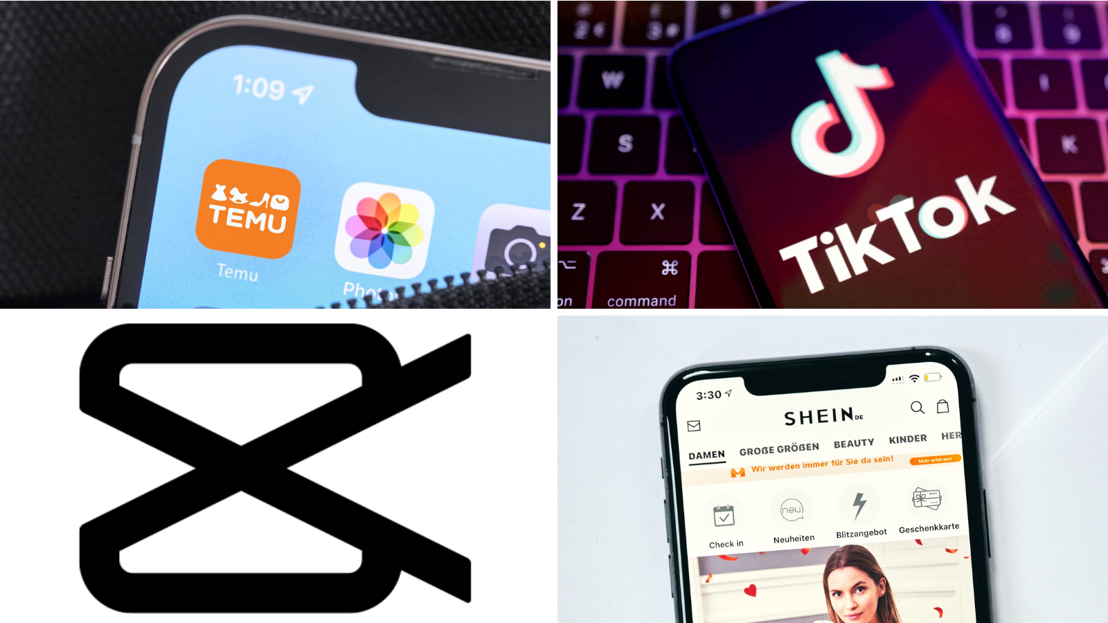 Temu, Tiktok, CapCut, Shein Temu, Tiktok, CapCut, Shein