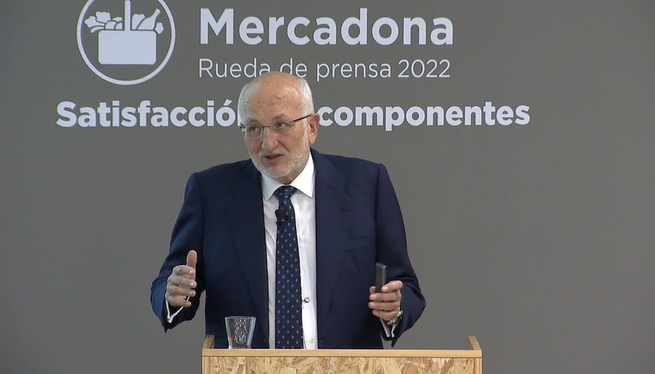 Juan Roig, en la rueda de prensa de presentación de resultados de 2022