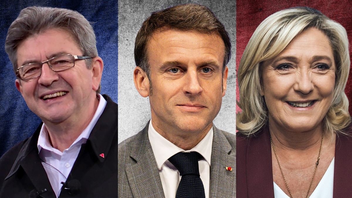 Jean Luc Mélenchon, Emmanuel Macron y Marine Le Pen.