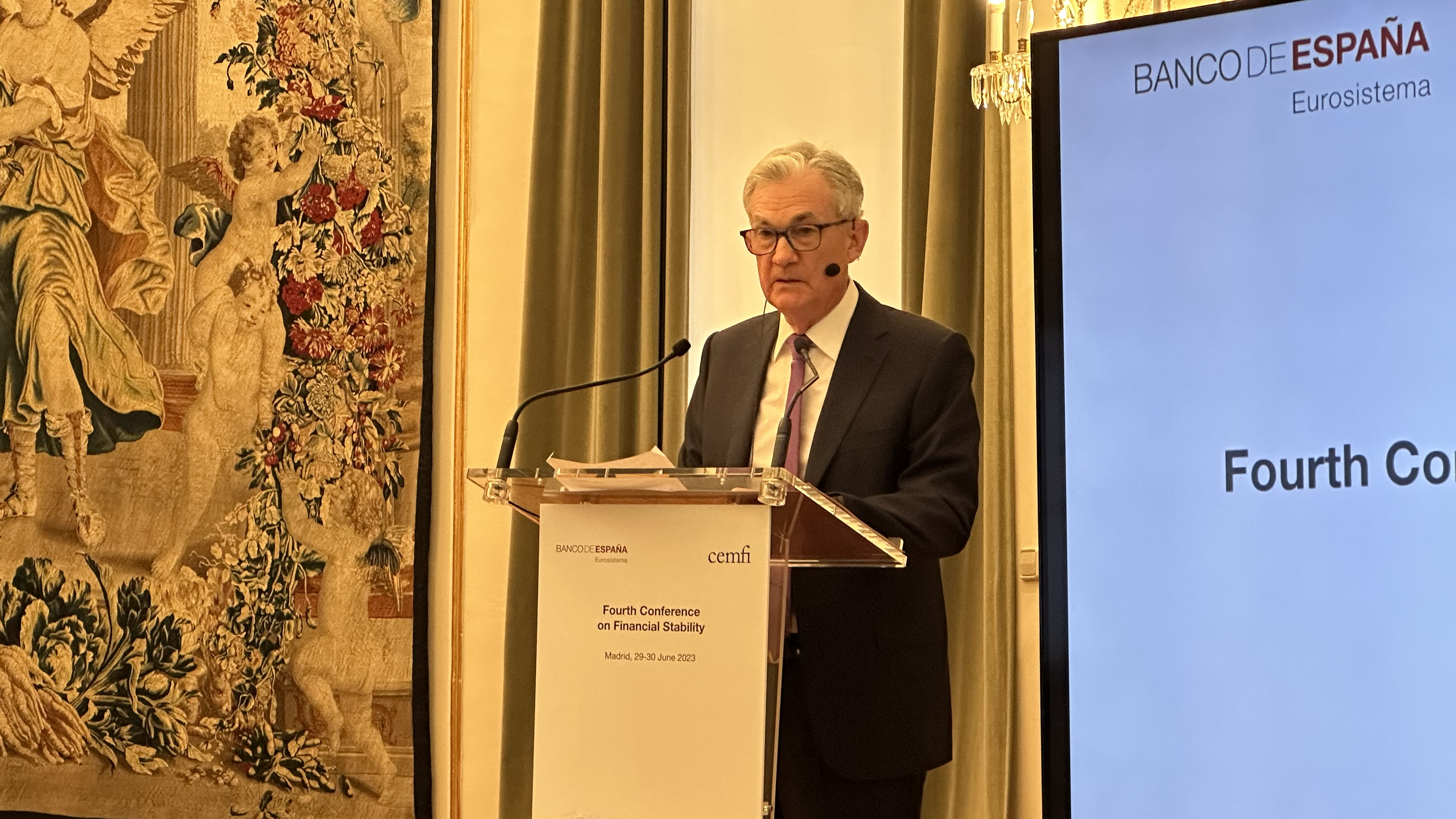 Jerome Powell (presidente de la FED) en el Banco de España el 29 de junio de 2023 Jerome Powell (presidente de la FED) en el Banco de España el 29 de junio de 2023