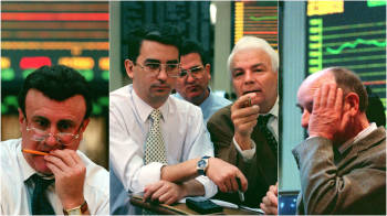 Traders en la Bolsa de Madrid en 1998. Fuente: REUTERS