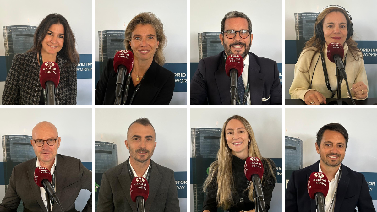 De izquierda a derecha, comenzando por la fila superior y después la inferior: Elena Villalba, directora general en Iberia y Latam de Mirabaud Asset Management; Lorena Martínez Olivares, responsable de Distribución de ETFs en España de JP Morgan AM; Romualdo Trancho, Sales Leader de Investments Solutions &amp; OCIO Services de Mercer España; Sara Mena, Head of Delivery and Solution Consulting Iberia en FNZ; Michel Escalera, CEO de Palatine Asset Management; Grégory Torrents, Investment Director de ClubFunding; Silvia Senra, Member of the Asset Managers team for BlackRock in Iberia; y Ángel Agudo, responsable de Producto y Consejero de Clarity AI.