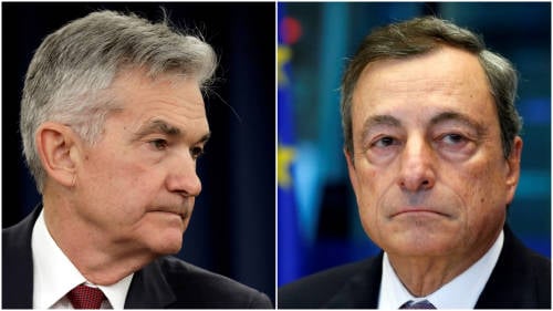 Jerome Powell y Mario Draghi Jerome Powell y Mario Draghi