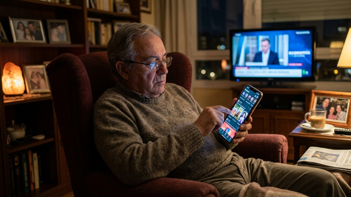 Jubilado adicto al m&oacute;vil