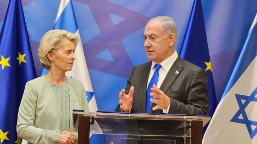 Ursula von der Leyen y Benjamin Netanyahu. Ursula von der Leyen y Benjamin Netanyahu.