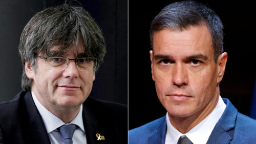 Carles Puigdemont y Pedro Sánchez. Carles Puigdemont y Pedro Sánchez.